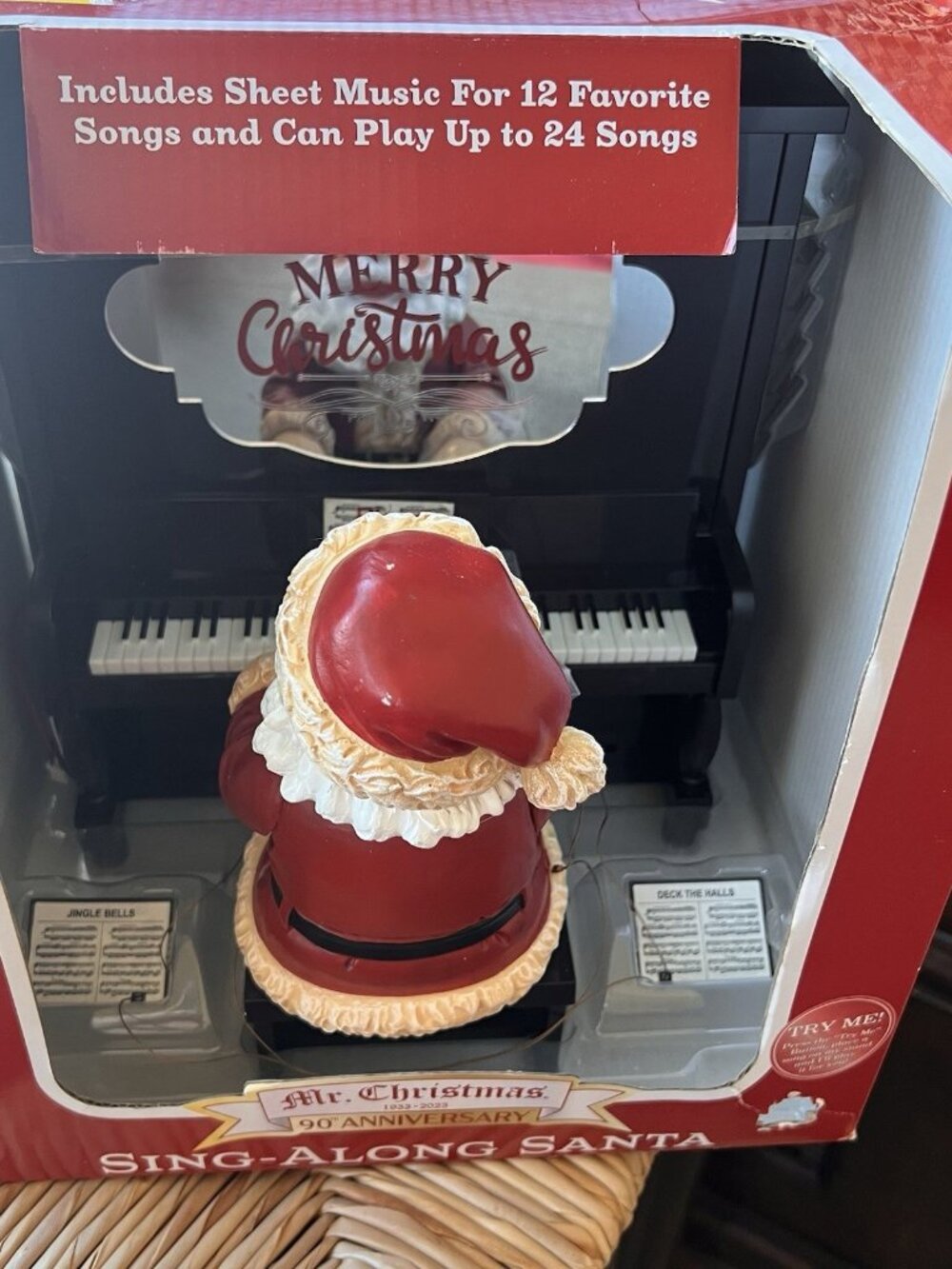 Mr. Christmas 90th Anniversary Sing-A-Long Santa Piano 23 Songs Musical Animated